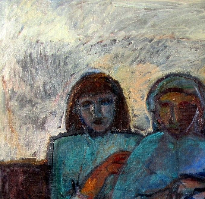 På flykt, olja  140x140cm 2016